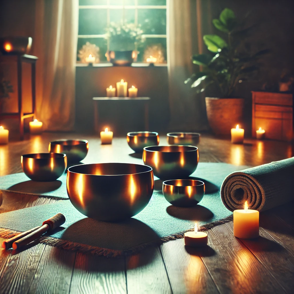 Participants engaged in a sound healing session